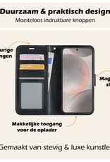 Nomfy Hoesje Geschikt voor Samsung S24 Hoes Bookcase Flipcase Book Cover Met Screenprotector - Hoes Geschikt voor Samsung Galaxy S24 Hoesje Book Case - Zwart