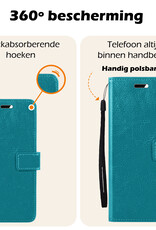 Nomfy Hoesje Geschikt voor Samsung S24 Hoes Bookcase Flipcase Book Cover Met 2x Screenprotector - Hoes Geschikt voor Samsung Galaxy S24 Hoesje Book Case - Turquoise