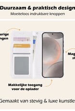 Nomfy Hoesje Geschikt voor Samsung S24 Hoes Bookcase Flipcase Book Cover Met 2x Screenprotector - Hoes Geschikt voor Samsung Galaxy S24 Hoesje Book Case - Wit