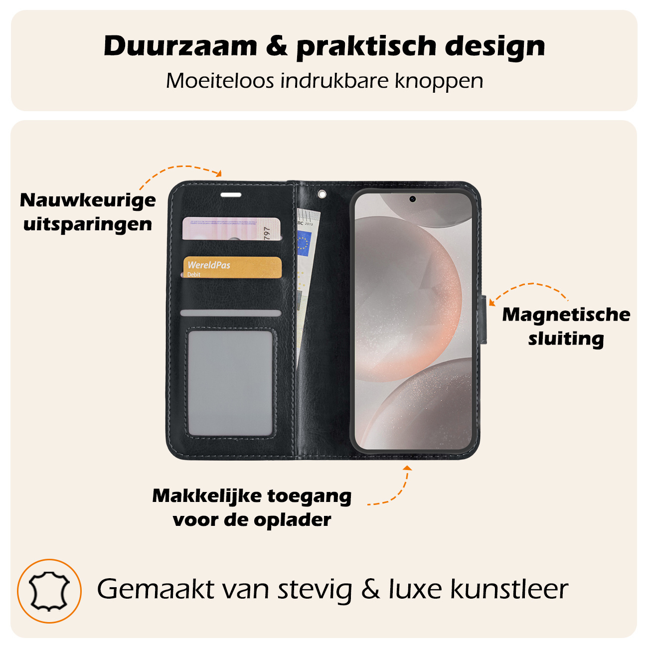 Nomfy Hoesje Geschikt voor Samsung S24 Hoes Bookcase Flipcase Book Cover Met 2x Screenprotector - Hoes Geschikt voor Samsung Galaxy S24 Hoesje Book Case - Zwart