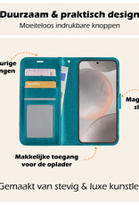 Nomfy Hoesje Geschikt voor Samsung S24 Plus Hoes Bookcase Flipcase Book Cover Met Screenprotector - Hoes Geschikt voor Samsung Galaxy S24 Plus Hoesje Book Case - Turquoise
