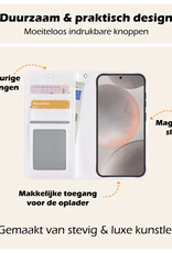 Nomfy Hoesje Geschikt voor Samsung S24 Plus Hoes Bookcase Flipcase Book Cover Met Screenprotector - Hoes Geschikt voor Samsung Galaxy S24 Plus Hoesje Book Case - Wit