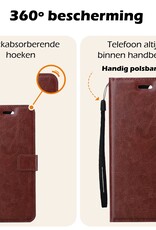 Nomfy Hoesje Geschikt voor Samsung S24 Plus Hoes Bookcase Flipcase Book Cover Met 2x Screenprotector - Hoes Geschikt voor Samsung Galaxy S24 Plus Hoesje Book Case - Bruin