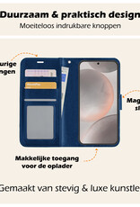 Nomfy Hoesje Geschikt voor Samsung S24 Plus Hoes Bookcase Flipcase Book Cover Met 2x Screenprotector - Hoes Geschikt voor Samsung Galaxy S24 Plus Hoesje Book Case - Donkerblauw