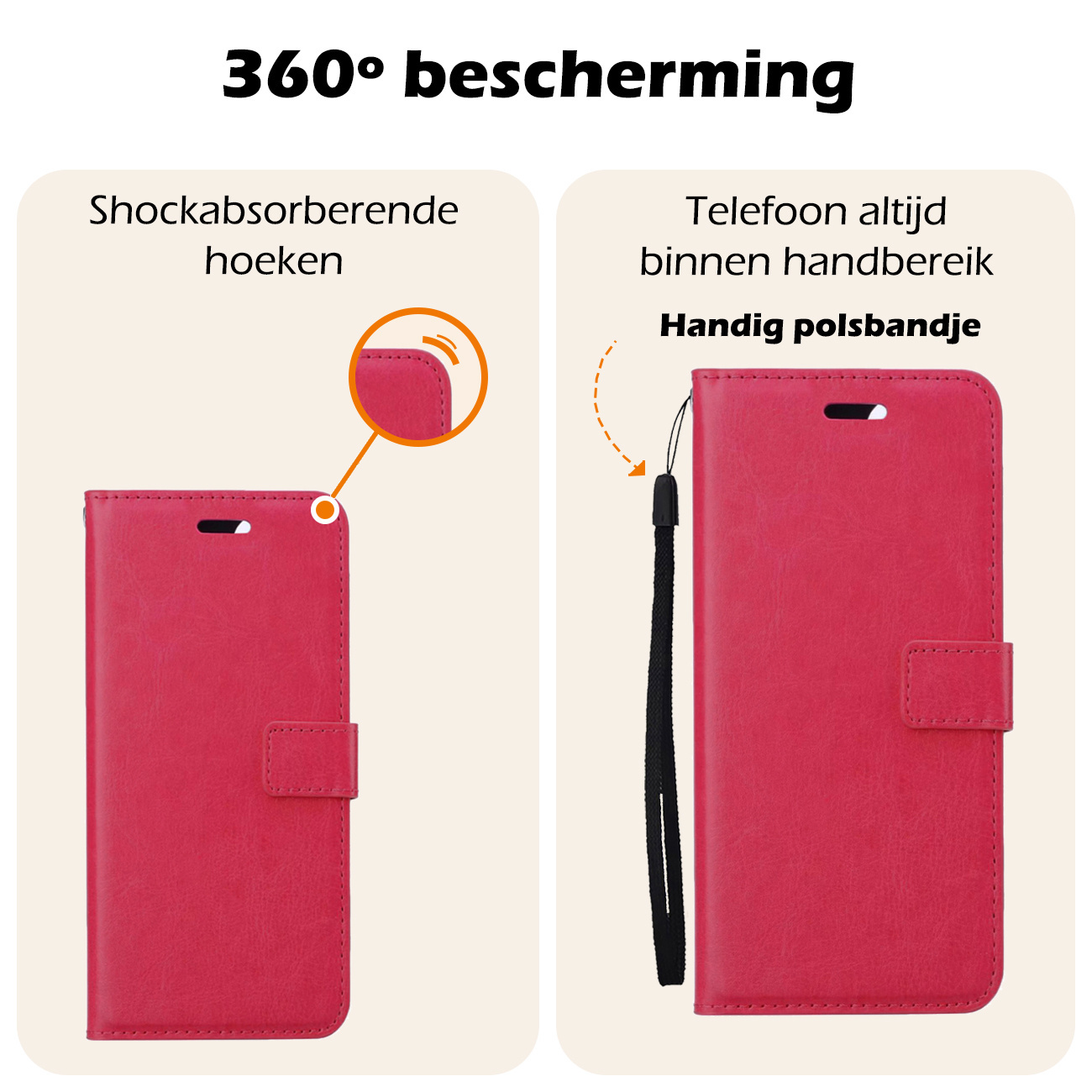 Nomfy Hoesje Geschikt voor Samsung S24 Plus Hoes Bookcase Flipcase Book Cover Met 2x Screenprotector - Hoes Geschikt voor Samsung Galaxy S24 Plus Hoesje Book Case - Donkerroze