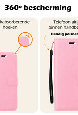 Nomfy Hoesje Geschikt voor Samsung S24 Plus Hoes Bookcase Flipcase Book Cover Met 2x Screenprotector - Hoes Geschikt voor Samsung Galaxy S24 Plus Hoesje Book Case - Lichtroze