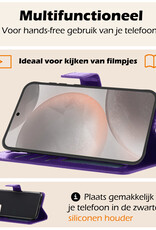 Nomfy Hoesje Geschikt voor Samsung S24 Plus Hoes Bookcase Flipcase Book Cover Met 2x Screenprotector - Hoes Geschikt voor Samsung Galaxy S24 Plus Hoesje Book Case - Paars