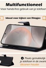 Nomfy Hoesje Geschikt voor Samsung S24 Plus Hoes Bookcase Flipcase Book Cover Met 2x Screenprotector - Hoes Geschikt voor Samsung Galaxy S24 Plus Hoesje Book Case - Zwart