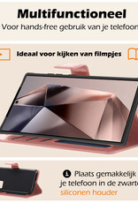 Nomfy Hoesje Geschikt voor Samsung S24 Ultra Hoes Bookcase Flipcase Book Cover Met Screenprotector - Hoes Geschikt voor Samsung Galaxy S24 Ultra Hoesje Book Case - Rosé goud