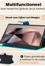 Nomfy Hoesje Geschikt voor Samsung S24 Ultra Hoes Bookcase Flipcase Book Cover Met Screenprotector - Hoes Geschikt voor Samsung Galaxy S24 Ultra Hoesje Book Case - Turquoise