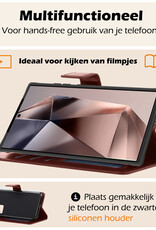 Nomfy Hoesje Geschikt voor Samsung S24 Ultra Hoes Bookcase Flipcase Book Cover Met 2x Screenprotector - Hoes Geschikt voor Samsung Galaxy S24 Ultra Hoesje Book Case - Bruin