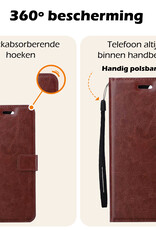 Nomfy Hoesje Geschikt voor Samsung S24 Ultra Hoes Bookcase Flipcase Book Cover Met 2x Screenprotector - Hoes Geschikt voor Samsung Galaxy S24 Ultra Hoesje Book Case - Bruin