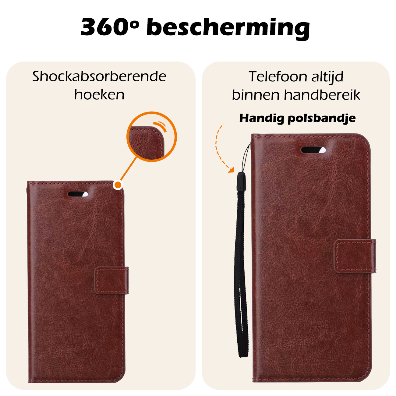 Nomfy Hoesje Geschikt voor Samsung S24 Ultra Hoes Bookcase Flipcase Book Cover Met 2x Screenprotector - Hoes Geschikt voor Samsung Galaxy S24 Ultra Hoesje Book Case - Bruin