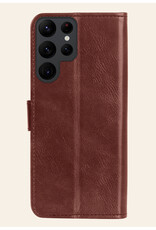 Nomfy Hoesje Geschikt voor Samsung S24 Ultra Hoes Bookcase Flipcase Book Cover Met 2x Screenprotector - Hoes Geschikt voor Samsung Galaxy S24 Ultra Hoesje Book Case - Bruin