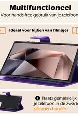 Nomfy Hoesje Geschikt voor Samsung S24 Ultra Hoes Bookcase Flipcase Book Cover Met 2x Screenprotector - Hoes Geschikt voor Samsung Galaxy S24 Ultra Hoesje Book Case - Paars