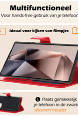 Nomfy Hoesje Geschikt voor Samsung S24 Ultra Hoes Bookcase Flipcase Book Cover Met 2x Screenprotector - Hoes Geschikt voor Samsung Galaxy S24 Ultra Hoesje Book Case - Rood