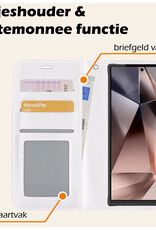 Nomfy Hoesje Geschikt voor Samsung S24 Ultra Hoes Bookcase Flipcase Book Cover Met 2x Screenprotector - Hoes Geschikt voor Samsung Galaxy S24 Ultra Hoesje Book Case - Wit