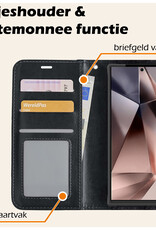 Nomfy Hoesje Geschikt voor Samsung S24 Ultra Hoes Bookcase Flipcase Book Cover Met 2x Screenprotector - Hoes Geschikt voor Samsung Galaxy S24 Ultra Hoesje Book Case - Zwart