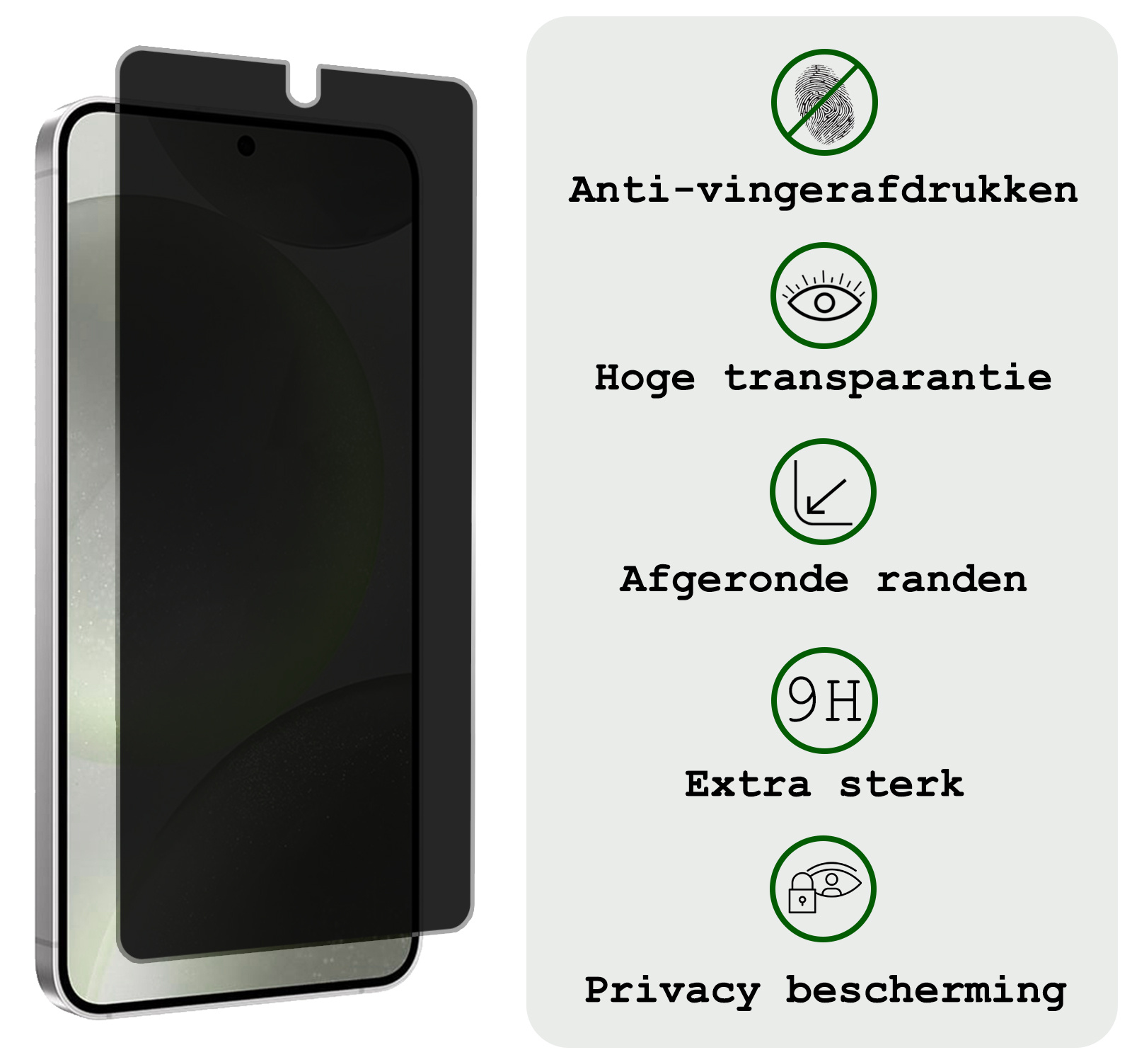 BASEY. Screenprotector Geschikt voor Samsung S24 Screenprotector Privacy Beschermglas - Screenprotector Geschikt voor Samsung Galaxy S24 Screen Protector Full Screen Privacy - 2 Stuks