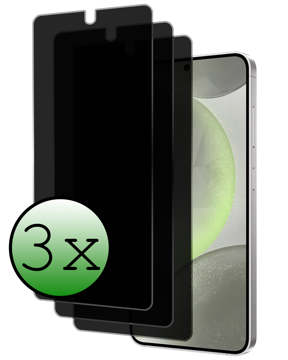 BASEY. Screenprotector Geschikt voor Samsung S24 Screenprotector Privacy Beschermglas - Screenprotector Geschikt voor Samsung Galaxy S24 Screen Protector Full Screen Privacy - 3 Stuks
