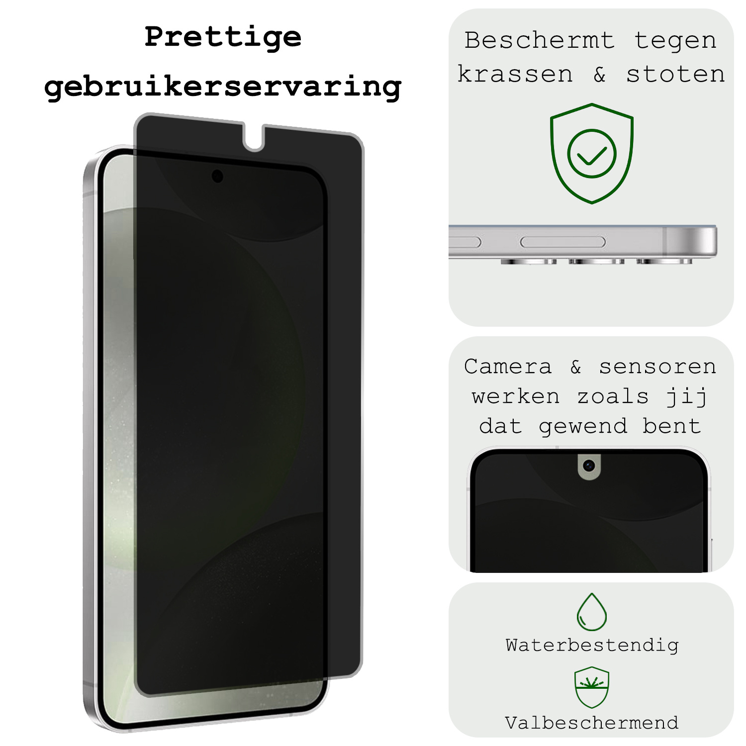 BASEY. Screenprotector Geschikt voor Samsung S24 Plus Screenprotector Privacy Beschermglas - Screenprotector Geschikt voor Samsung Galaxy S24 Plus Screen Protector Full Screen Privacy - 2 Stuks