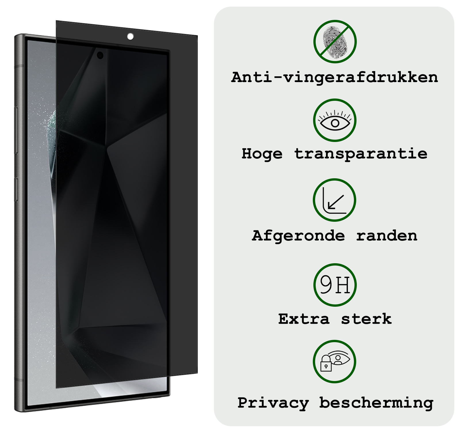 BASEY. Screenprotector Geschikt voor Samsung S24 Ultra Screenprotector Privacy Beschermglas - Screenprotector Geschikt voor Samsung Galaxy S24 Ultra Screen Protector Full Screen Privacy