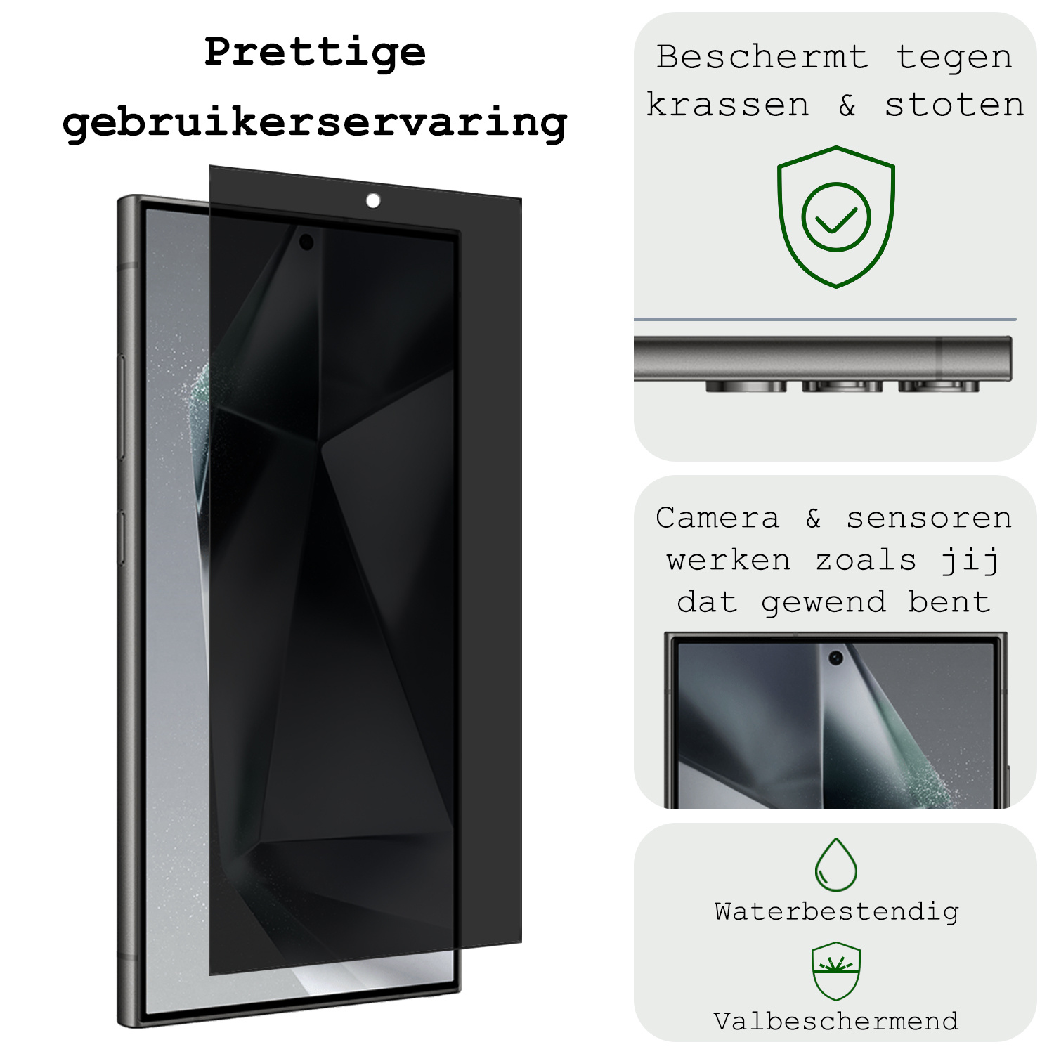 BASEY. Screenprotector Geschikt voor Samsung S24 Ultra Screenprotector Privacy Beschermglas - Screenprotector Geschikt voor Samsung Galaxy S24 Ultra Screen Protector Full Screen Privacy - 2 Stuks