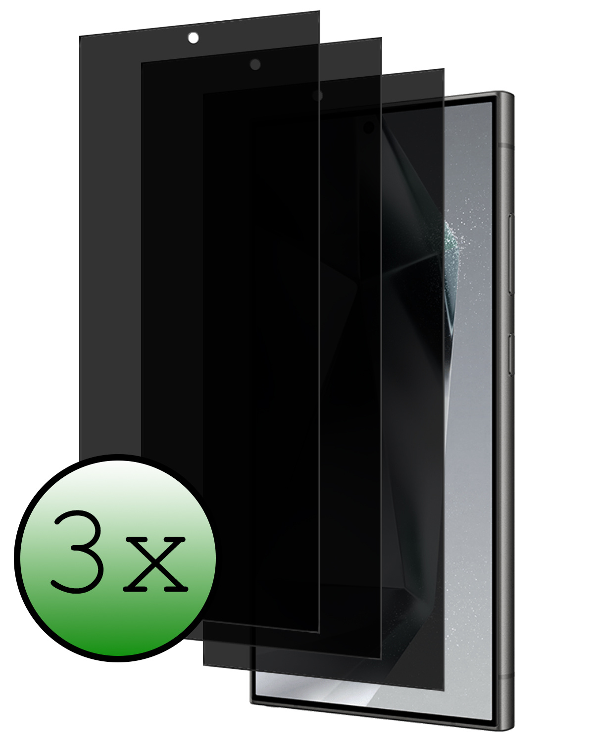 BASEY. Screenprotector Geschikt voor Samsung S24 Ultra Screenprotector Privacy Beschermglas - Screenprotector Geschikt voor Samsung Galaxy S24 Ultra Screen Protector Full Screen Privacy - 3 Stuks