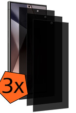 Nomfy Screenprotector Geschikt voor Samsung S24 Ultra Screenprotector Privacy Bescherm Glas - Screenprotector Geschikt voor Samsung Galaxy S24 Ultra Privacy Screenprotector Tempered Glass - 3 PACK