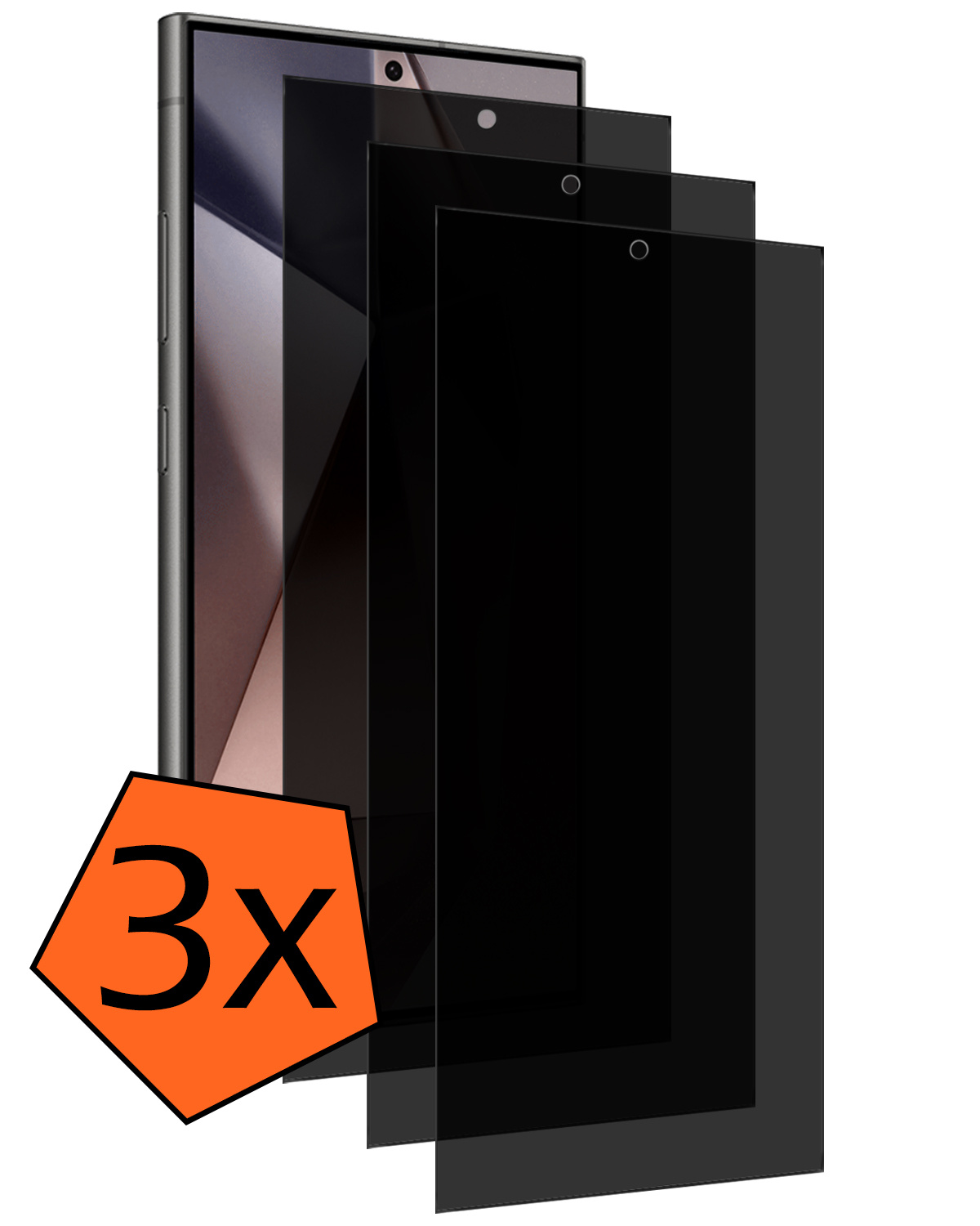 Nomfy Screenprotector Geschikt voor Samsung S24 Ultra Screenprotector Privacy Bescherm Glas - Screenprotector Geschikt voor Samsung Galaxy S24 Ultra Privacy Screenprotector Tempered Glass - 3 PACK