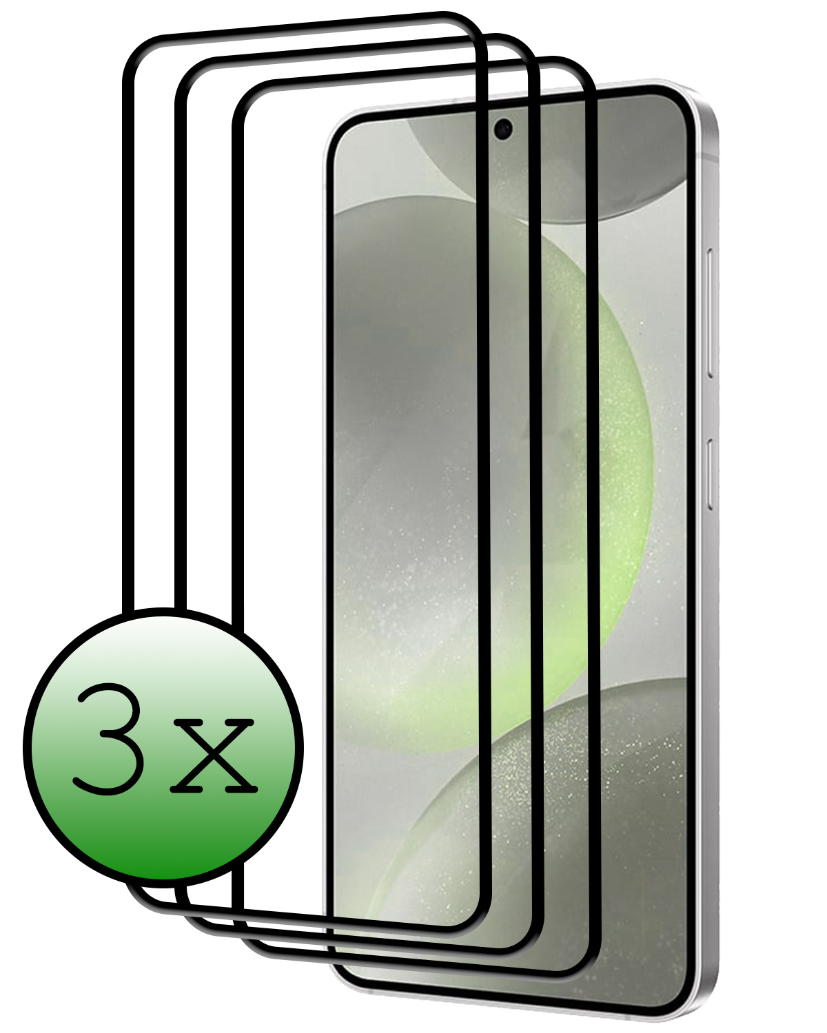 BASEY. Screenprotector Geschikt voor Samsung S24 Screenprotector Beschermglas Full Cover - Screenprotector Geschikt voor Samsung Galaxy S24 Screen Protector Full Cover - 3 Stuks