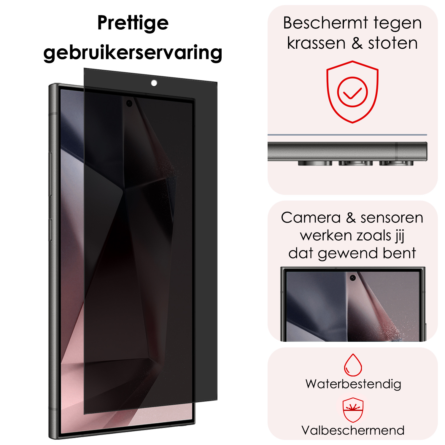 NoXx Screenprotector Geschikt voor Samsung S24 Ultra Screenprotector Privacy Tempered Glass Gehard Glas Display Cover