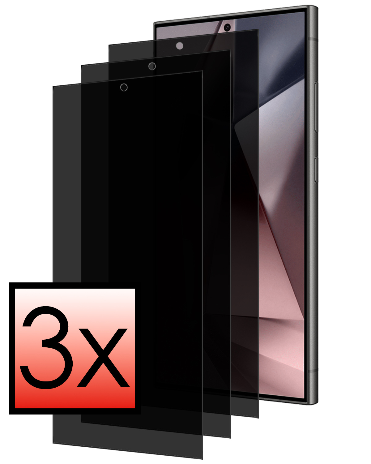 NoXx Screenprotector Geschikt voor Samsung S24 Ultra Screenprotector Privacy Tempered Glass Gehard Glas Display Cover - 3x