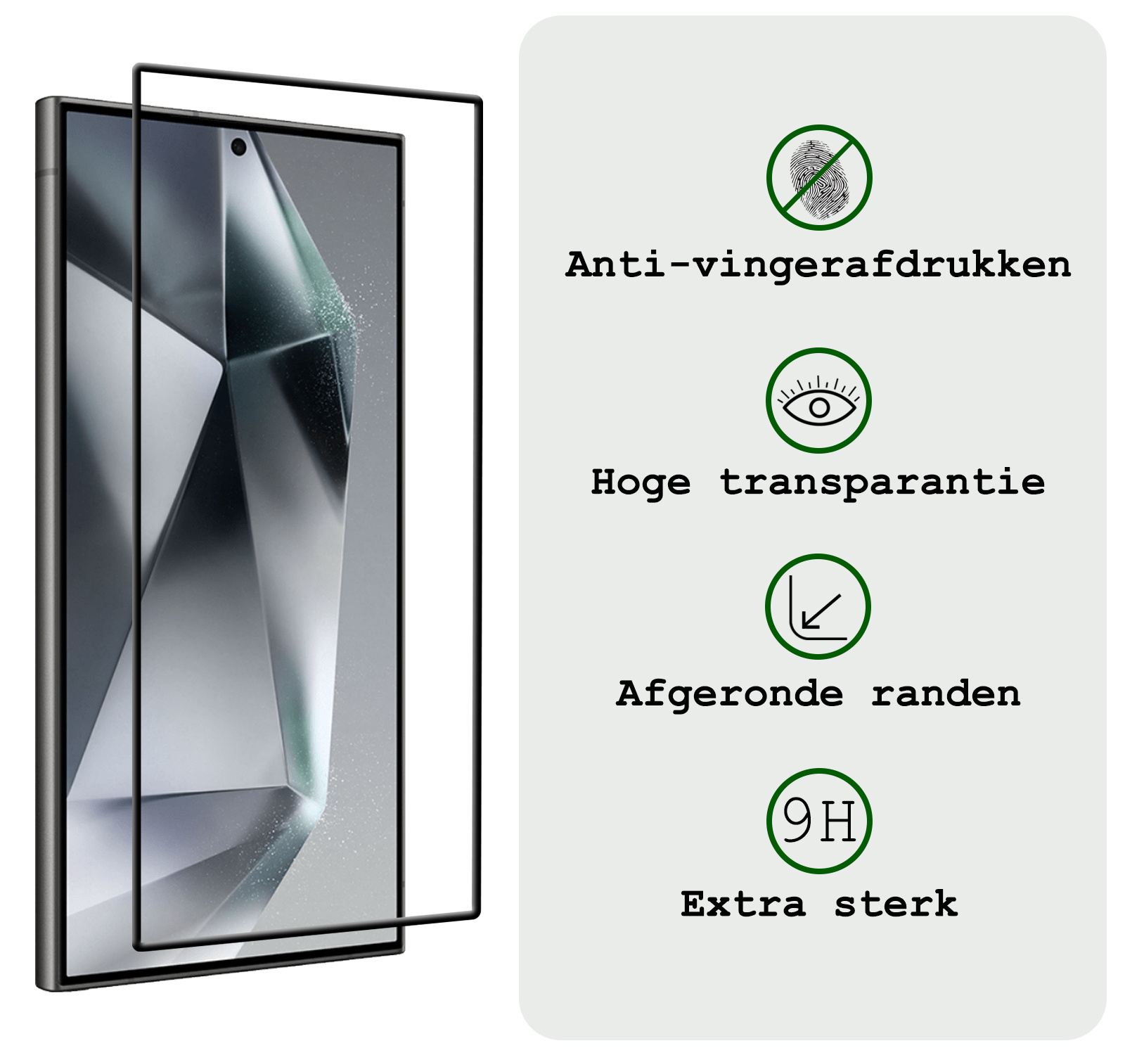 BASEY. Screenprotector Geschikt voor Samsung S24 Ultra Screenprotector Beschermglas Full Cover - Screenprotector Geschikt voor Samsung Galaxy S24 Ultra Screen Protector Full Cover - 2 Stuks