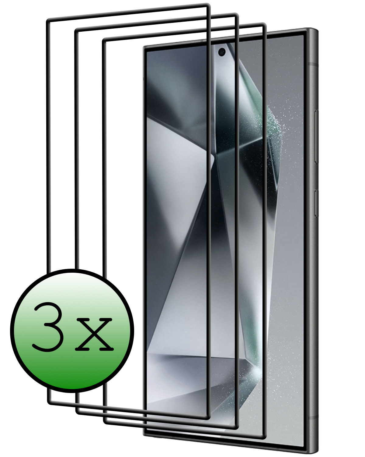 BASEY. Screenprotector Geschikt voor Samsung S24 Ultra Screenprotector Beschermglas Full Cover - Screenprotector Geschikt voor Samsung Galaxy S24 Ultra Screen Protector Full Cover - 3 Stuks