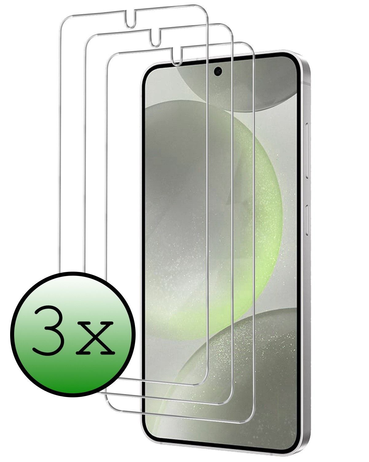 BASEY. Screenprotector Geschikt voor Samsung S24 Screenprotector Tempered Glass - Screenprotector Geschikt voor Samsung Galaxy S24 Beschermglas Screen Protector Glas - 3 Stuks