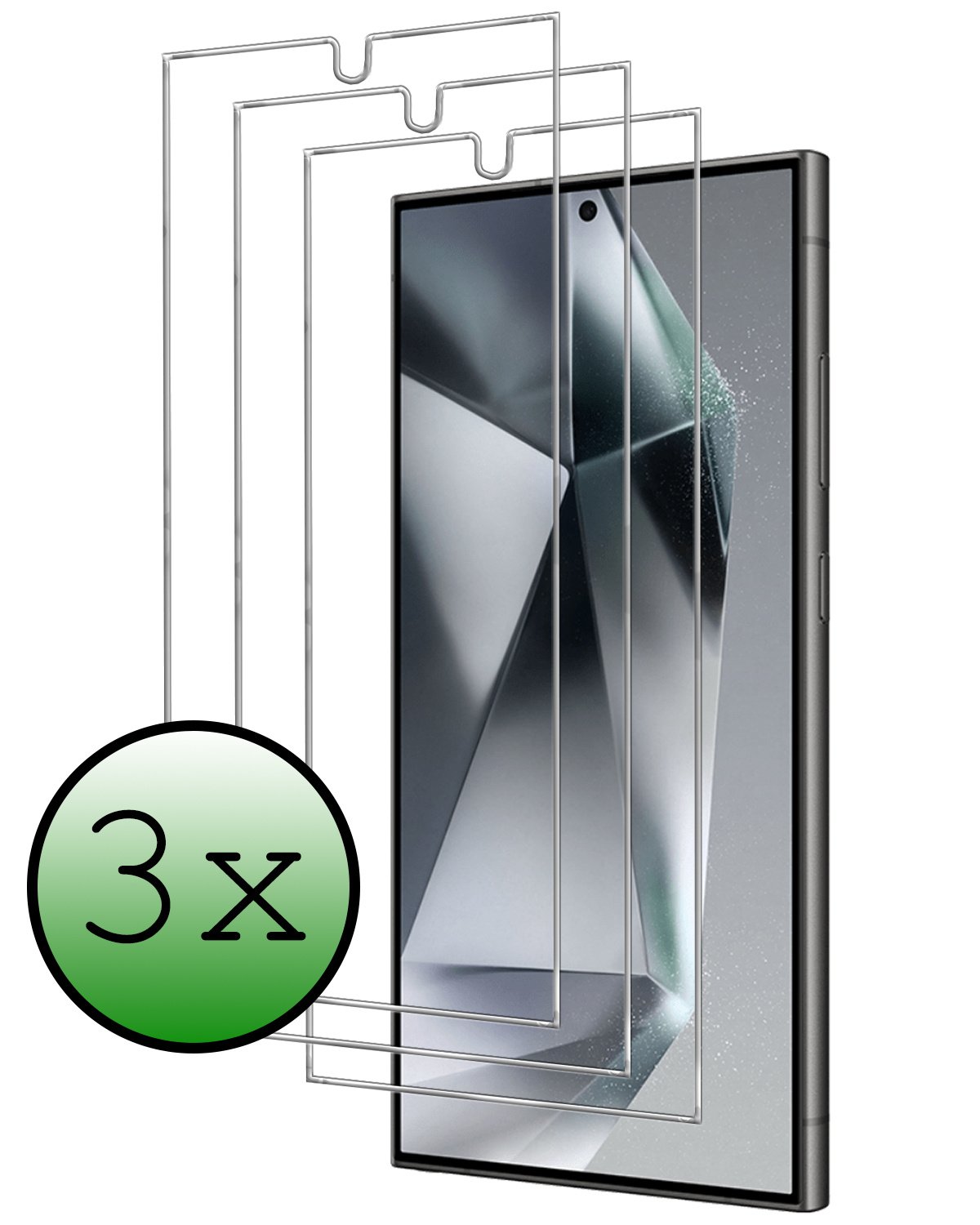 BASEY. Screenprotector Geschikt voor Samsung S24 Ultra Screenprotector Tempered Glass - Screenprotector Geschikt voor Samsung Galaxy S24 Ultra Beschermglas Screen Protector Glas - 3 Stuks