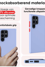 NoXx Hoes Geschikt voor Samsung S24 Ultra Hoesje Cover Siliconen Back Case Hoes Met Screenprotector - Lichtblauw