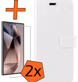 Nomfy Nomfy Samsung Galaxy S24 Ultra Hoesje Bookcase Met 2x Screenprotector - Wit