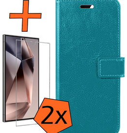 Nomfy Nomfy Samsung Galaxy S24 Ultra Hoesje Bookcase Met 2x Screenprotector - Turquoise