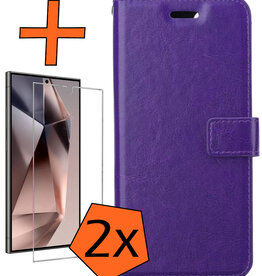 Nomfy Nomfy Samsung Galaxy S24 Ultra Hoesje Bookcase Met 2x Screenprotector - Paars