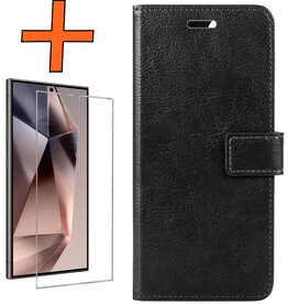 Nomfy Nomfy Samsung Galaxy S24 Ultra Hoesje Bookcase Met Screenprotector - Zwart