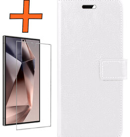 Nomfy Nomfy Samsung Galaxy S24 Ultra Hoesje Bookcase Met Screenprotector - Wit