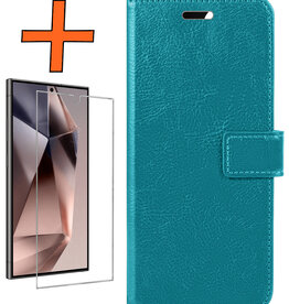 Nomfy Nomfy Samsung Galaxy S24 Ultra Hoesje Bookcase Met Screenprotector - Turquoise