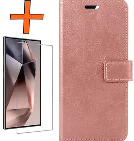 Nomfy Nomfy Samsung Galaxy S24 Ultra Hoesje Bookcase Met Screenprotector - Rose Goud