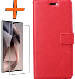 Nomfy Nomfy Samsung Galaxy S24 Ultra Hoesje Bookcase Met Screenprotector - Rood