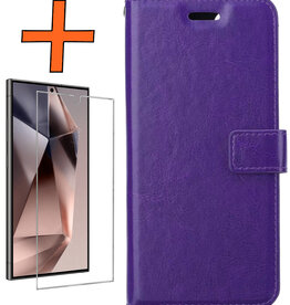 Nomfy Nomfy Samsung Galaxy S24 Ultra Hoesje Bookcase Met Screenprotector - Paars