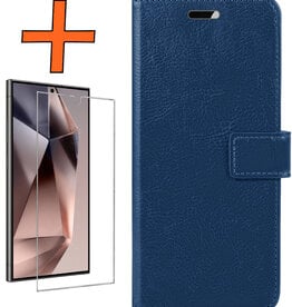 Nomfy Nomfy Samsung Galaxy S24 Ultra Hoesje Bookcase Met Screenprotector - Donkerblauw