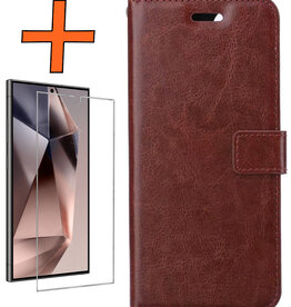 Nomfy Nomfy Samsung Galaxy S24 Ultra Hoesje Bookcase Met Screenprotector - Bruin