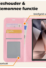 Nomfy Hoesje Geschikt voor Samsung S24 Ultra Hoes Bookcase Flipcase Book Cover - Hoes Geschikt voor Samsung Galaxy S24 Ultra Hoesje Book Case - Lichtroze